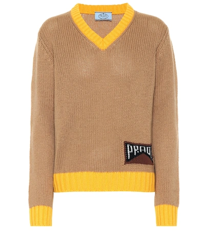 Prada Cashmere-blend Sweater In Cammello+giallo