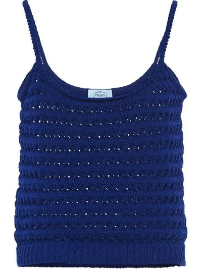 Prada Crochet Vest Top In Blue