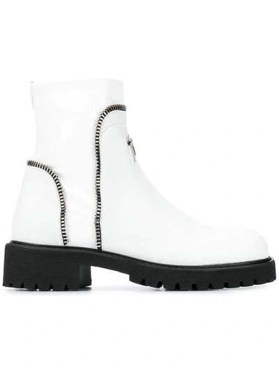 Giuseppe Zanotti Zip Detail Ankle Boots In White