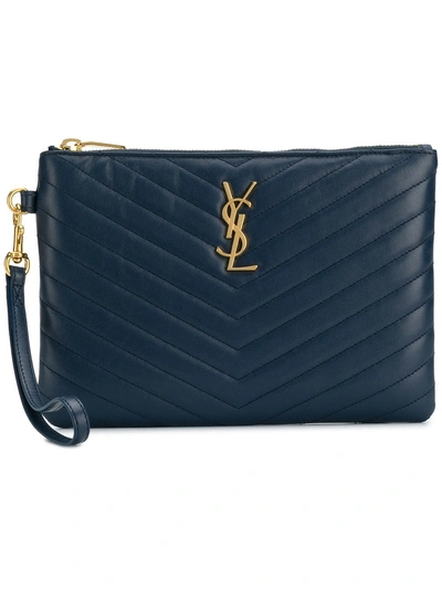 Saint Laurent Monogram Clutch - Blue