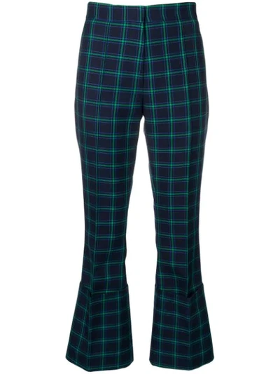 Rokh Checked Tailored Turn-up Trousers In Blue