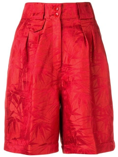 Etro Palm Leaves Printed Shorts In Red