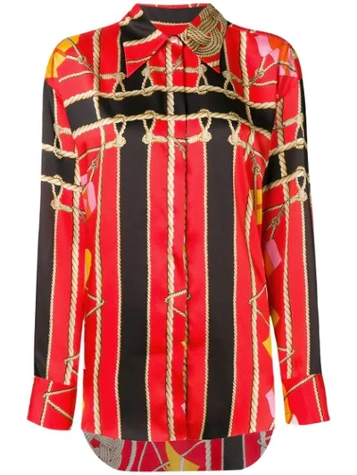 Msgm Knot Printed Shirt In Red