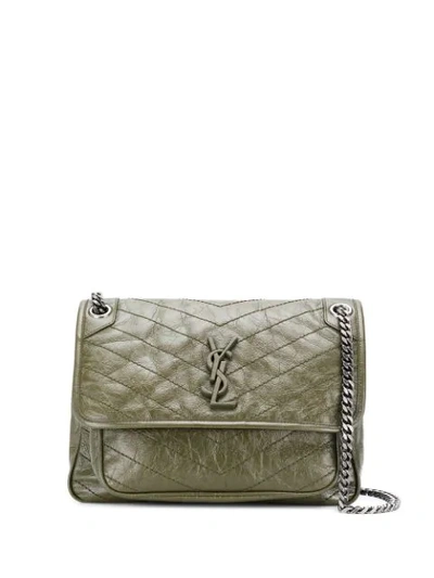 Saint Laurent Logo Shoulder Bag In Green