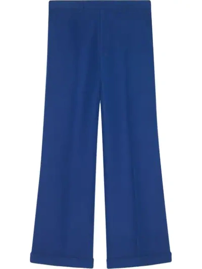 Gucci Wool & Silk Cuffed Ankle Pants In Blue