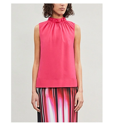 Ted Baker Audrey Ruffle Neck Crepe Top In Xmid Pink