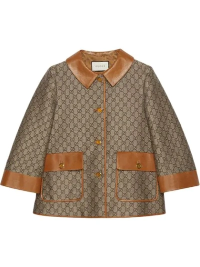 Gucci Gg Wool Canvas Jacket In Neutrals