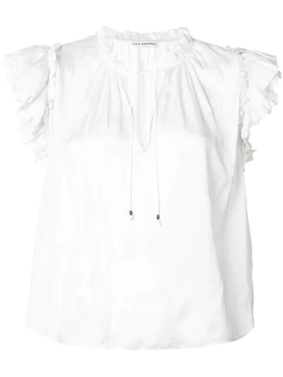 Ulla Johnson Broderie Anglaise Cap Sleeve Blouse In White