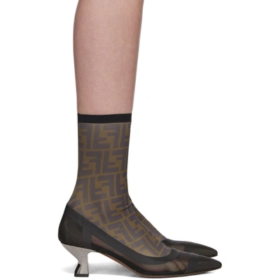 Fendi Printed Stretch-mesh Sock Boots In F0pmm Black
