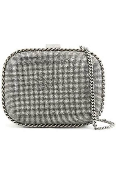 Stella Mccartney Woman Crystal And Chain-embellished Faux Leather Shoulder Bag Gunmetal