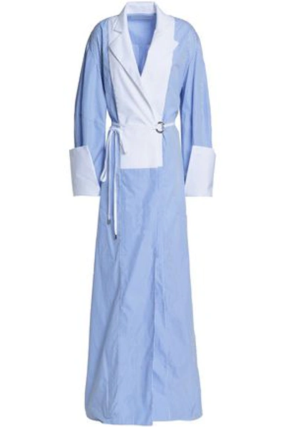 Michael Lo Sordo Woman Striped Cotton-poplin Maxi Wrap Dress Light Blue