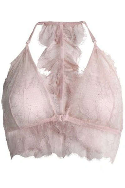 Anine Bing Woman Corded Lace Triangle Soft-cup Bra Baby Pink