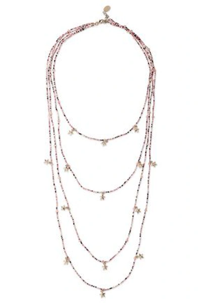 Redv Red(v) Woman Gold-tone Beaded Necklace Baby Pink In Neutrals