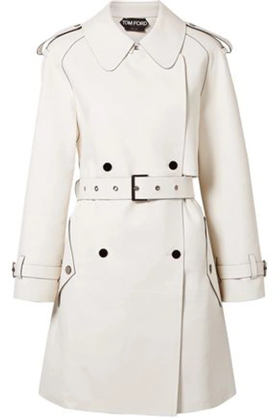 Tom Ford Woman Belted Leather Trench Coat White