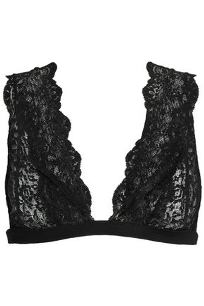 Eberjey Woman Stretch-modal Lace Soft-cup Bra Black