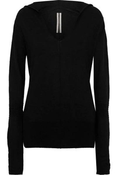 Rick Owens Woman Brushed-cashmere Hoodie Black