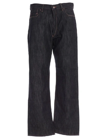 Junya Watanabe Wide Leg Jeans In Indigo X Khaki