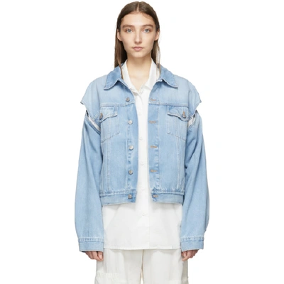 Mm6 Maison Margiela Blue Denim Convertible Jacket In Light Blue