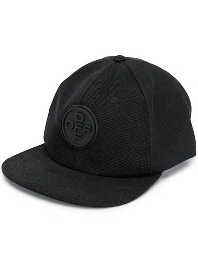 Off-white Logo-appliquéd Denim Baseball Cap In Black