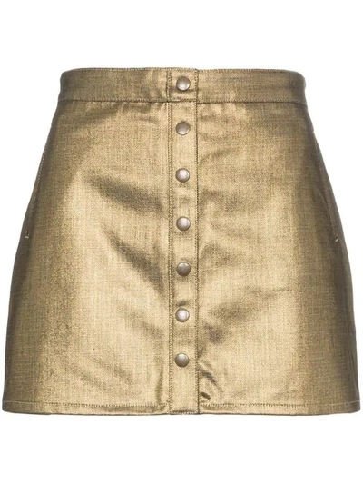 Saint Laurent Metallic Coated Cotton Mini Skirt