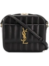 Saint Laurent Vicky Smooth Leather Quilted Camera Bag In Noir