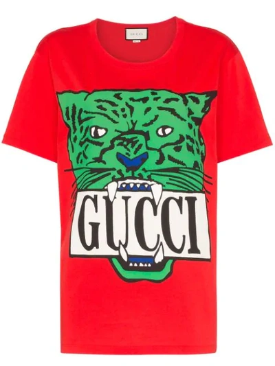Gucci Oversized Cotton T-shirt In Red
