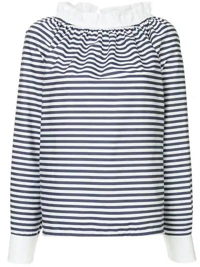 Atlantique Ascoli Striped Longsleeved Shirt In Blue