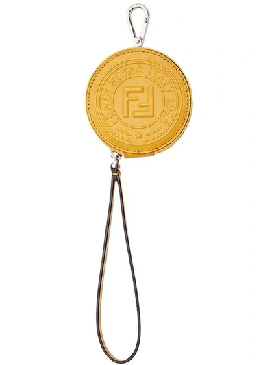 Fendi Zipped Coin Keyring In Yellow