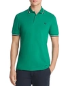 Fred Perry Twin Tipped Slim Fit Polo In Privet Green