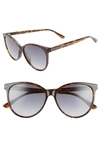 Gucci 57mm Cat Eye Sunglasses In Dk Havana/cry/grey Gradient