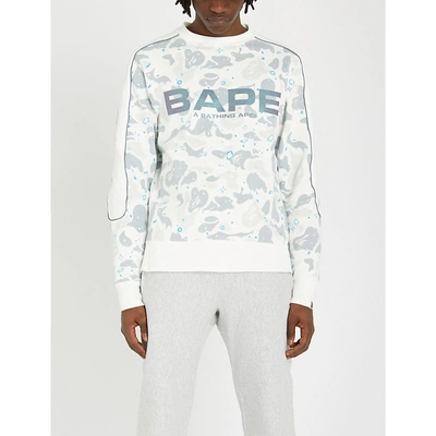 A Bathing Ape Space Camouflage Logo-print Cotton-jersey Sweatshirt In White