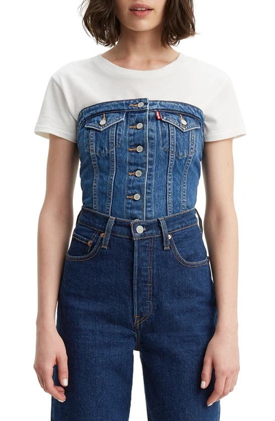 Levi's Lace-up Denim Corset In Laced Up