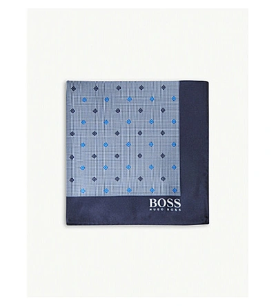 Hugo Boss Pocket Square In Open Blue
