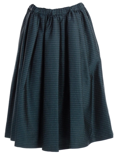 Comme Des Garçons Dot Printed Skirt In Blue Green