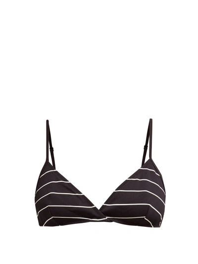 Solid & Striped The Brigitte Striped Bikini Top In Black Pinstripe Rib