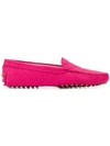 Tod's Gommini Crocodile-effect Suede Loafers In Fuchsia