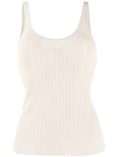 Theory Ribbed-knit Tank In Neutrals