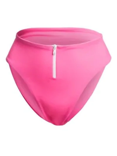 Jonathan Simkhai Classic Front Zip Bikini Bottoms In Neon Pink