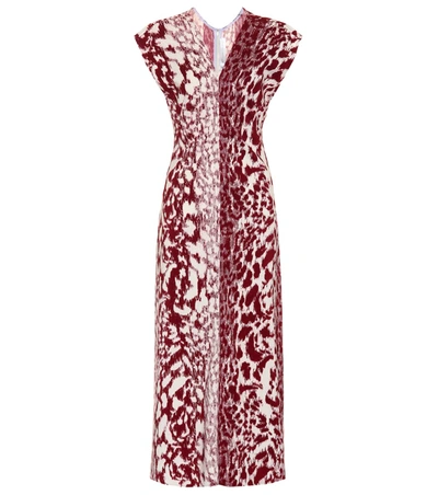 Victoria Beckham Printed Cady Midi Dress In Red