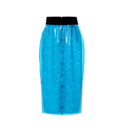 N°21 Floral Lace Pencil Skirt In Blue