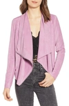 Blanknyc Drape Front Faux Suede Jacket In Lilac