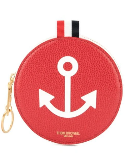 Thom Browne Anchor Round Coin Pouch In 红色