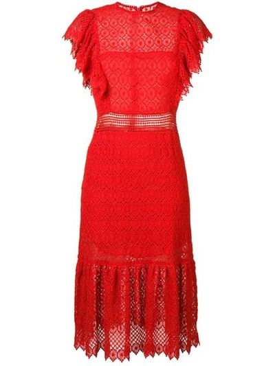 Philosophy Di Lorenzo Serafini Embroidered Style Midi Dress In Red