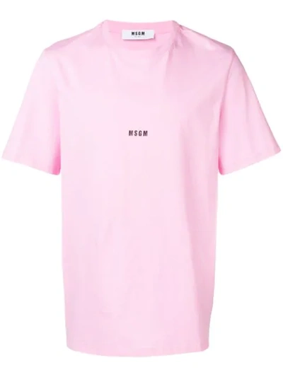 Msgm Logo Print T-shirt In Pink