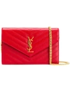 Saint Laurent Monogram Chain Wallet In Red