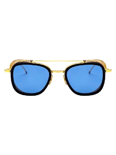 Thom Browne Sunglasses In Navy/yellow Gold