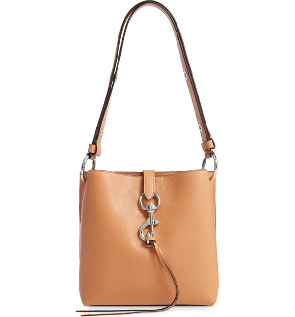 Rebecca Minkoff Small Megan Leather Crossbody Feed Bag Brown In Honey