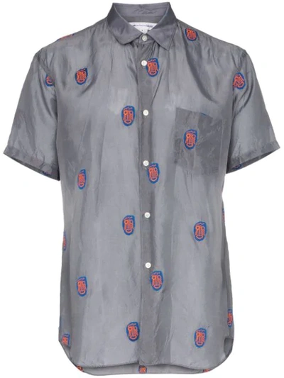 Comme Des Garçons Homme Deux Comme Des Garçons Shirt Mask Embroidered Short-sleeved Shirt In Grey