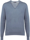 Prada V-neck Jumper In Blue