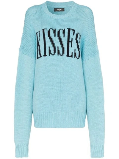 Amiri Kisses Oversized Knited Jumper In Blue